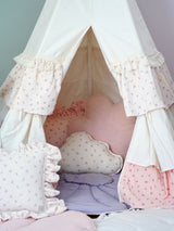 Teepee Tent "Forget-me-not" with Frills + "Light Pink Lily" Flower Mat Set - Sumiye Co