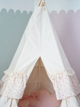 Teepee Tent "Forget-me-not" with Frills + "Light Pink Lily" Flower Mat Set - Sumiye Co