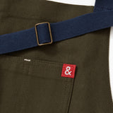 The Big Apron - Olive Green with Navy Straps