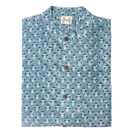 Men's Collarless Shirt | Button Down Short Sleeve-2