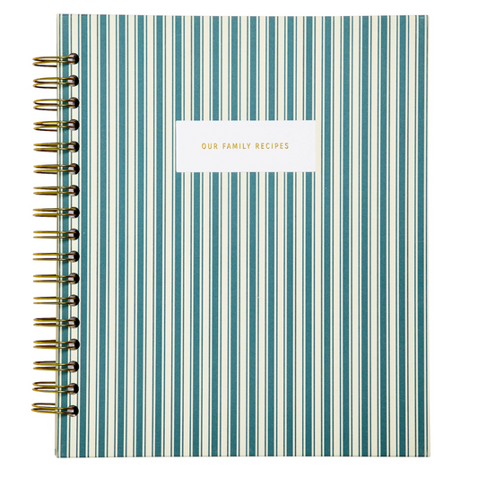 Our Family Recipes: A Meals and Memories Keepsake (Striped Linen) by Promptly Journals