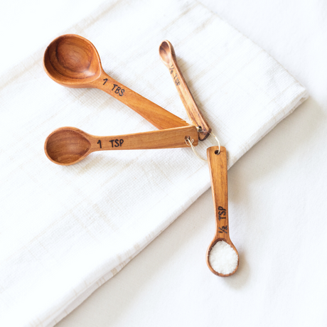 Hand Carved Wood Measuring Spoon Set - Sumiye Co