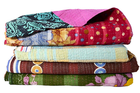 Vintage Kantha Blanket Throw 50'' x 60'' | Assorted Colors - Sumiye Co