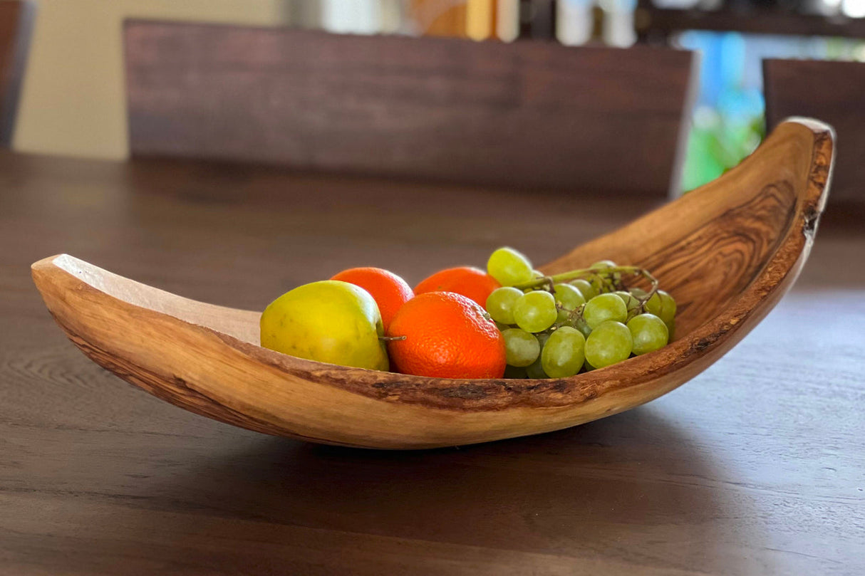 Italian Olivewood Boat Shaped Serving Bowl - Sumiye Co