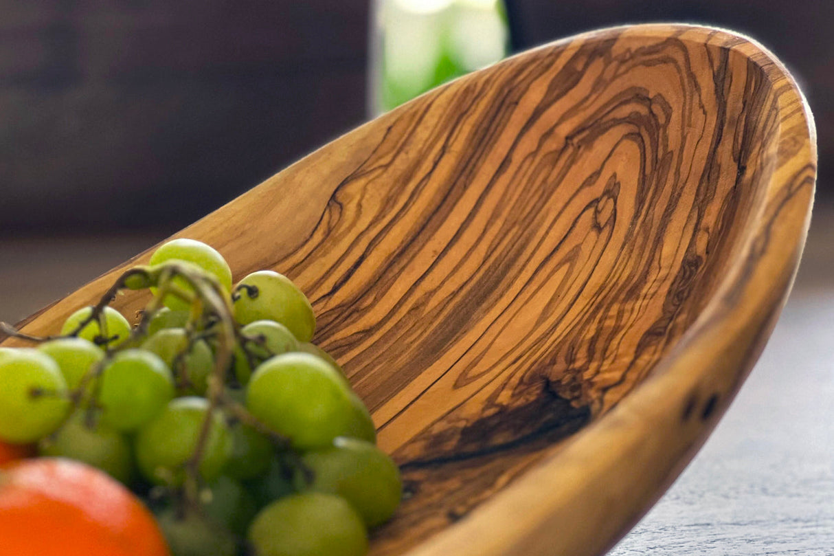 Italian Olivewood Boat Shaped Serving Bowl - Sumiye Co