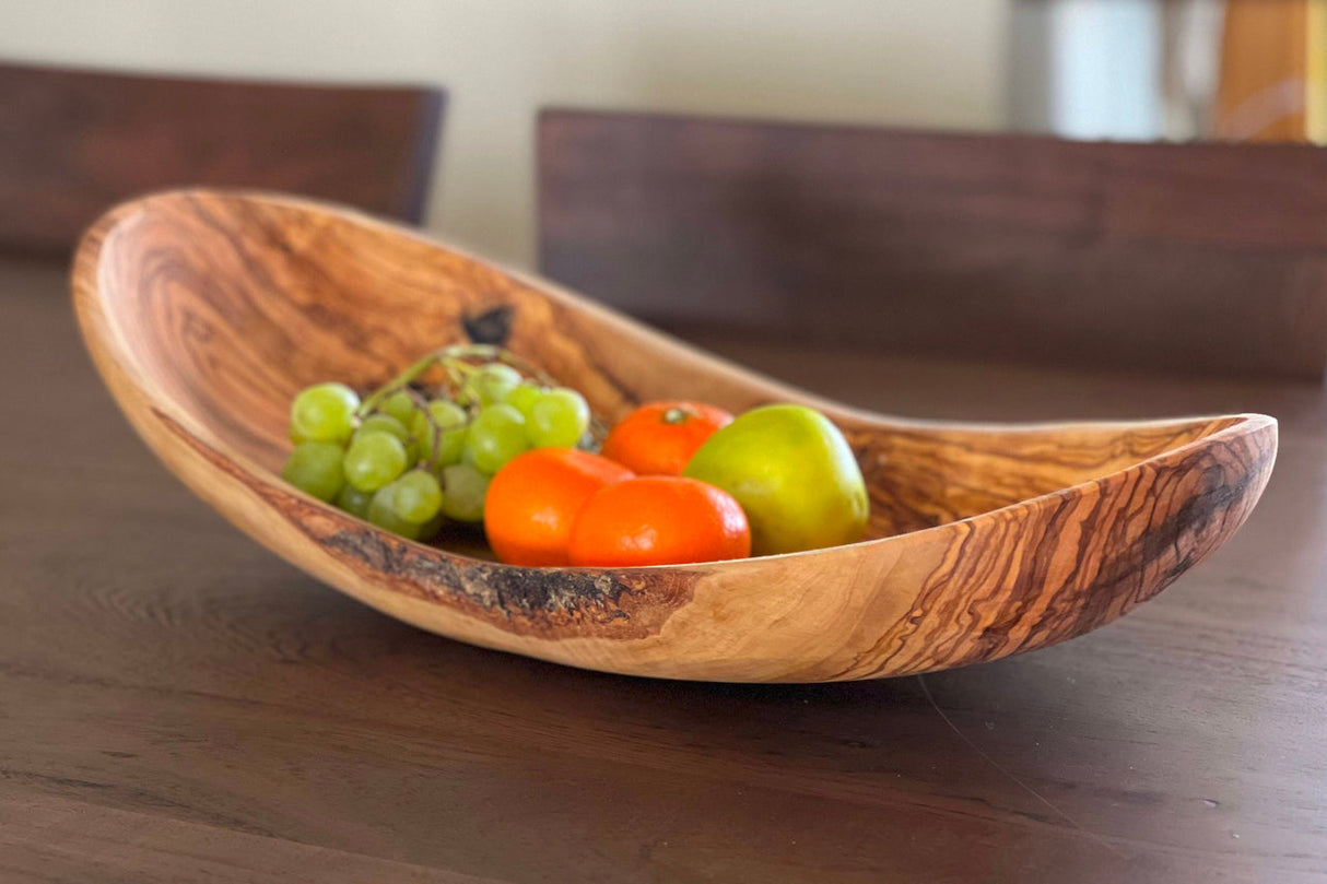 Italian Olivewood Boat Shaped Serving Bowl - Sumiye Co