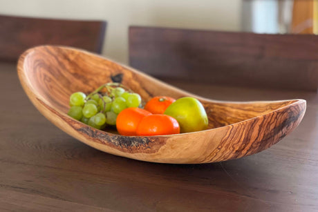 Italian Olivewood Boat Shaped Serving Bowl - Sumiye Co