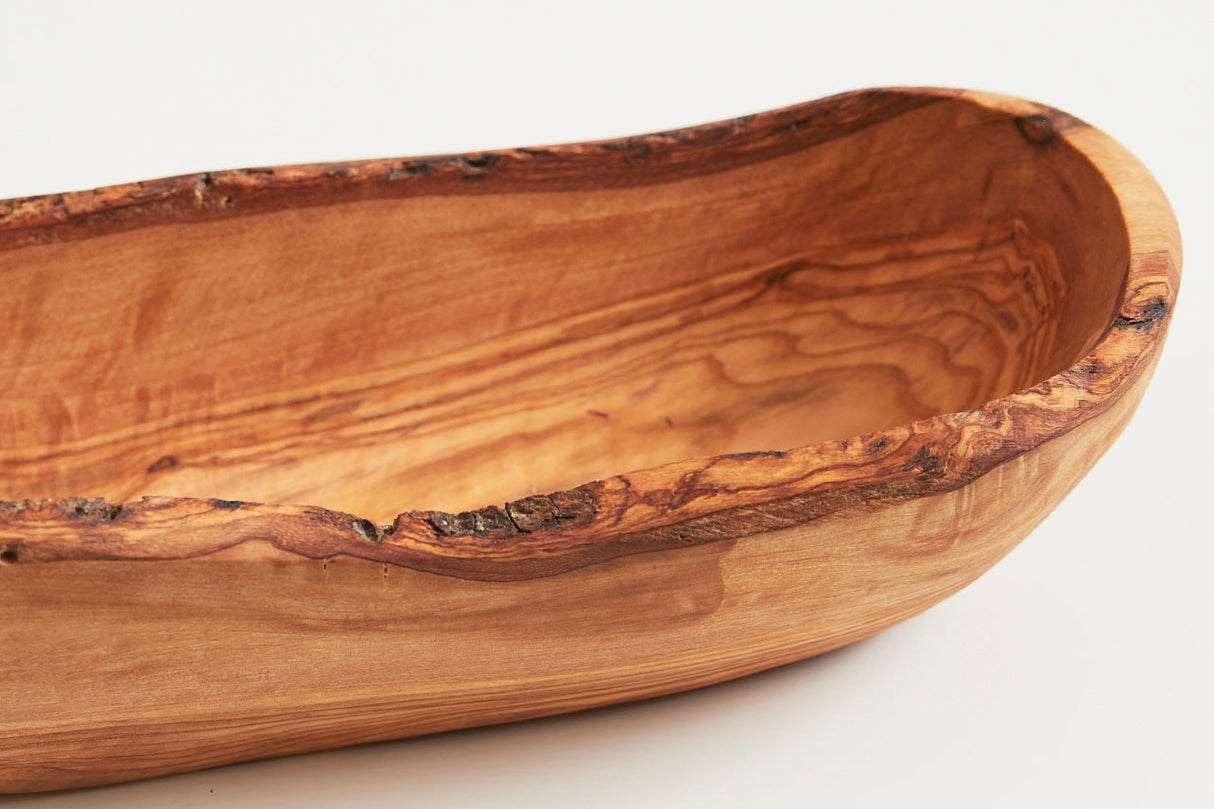 Italian Olivewood Boat Bowl with Live Edge - Sumiye Co