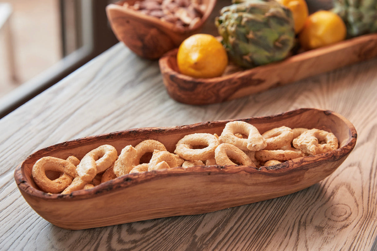 Italian Olivewood Boat Bowl with Live Edge - Sumiye Co