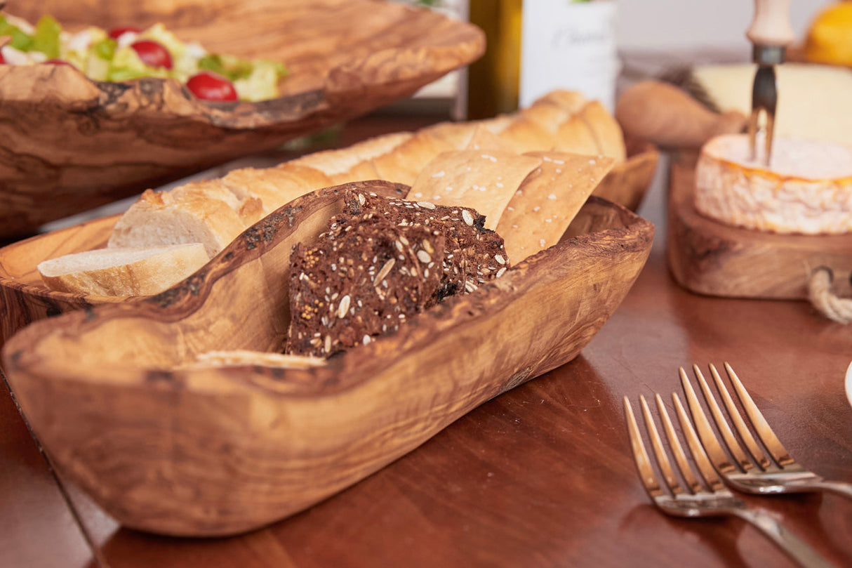 Italian Olivewood Boat Bowl with Live Edge - Sumiye Co