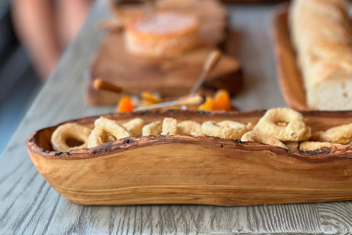 Italian Olivewood Boat Bowl with Live Edge - Sumiye Co