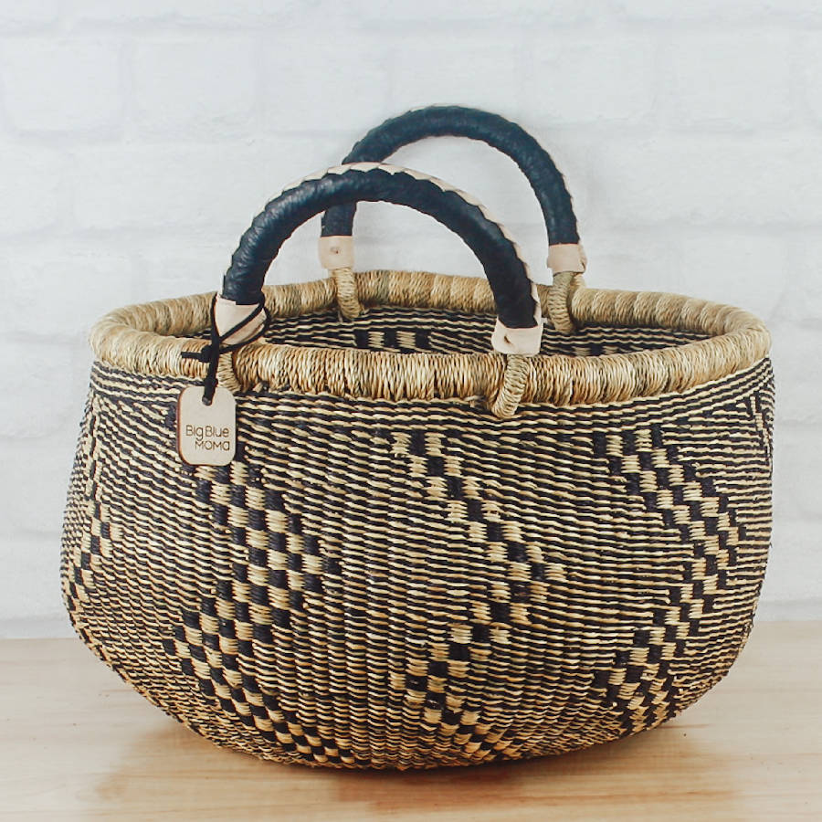 Bolga Baskets Large Round Two Handle | Ghana - Sumiye Co