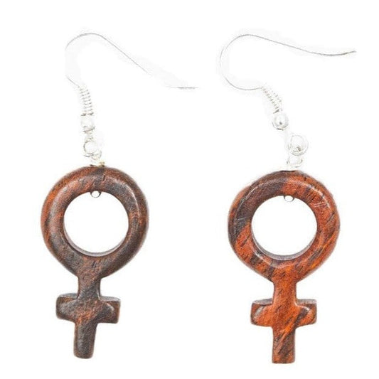 Wood Female Symbol Earrings - Sumiye Co