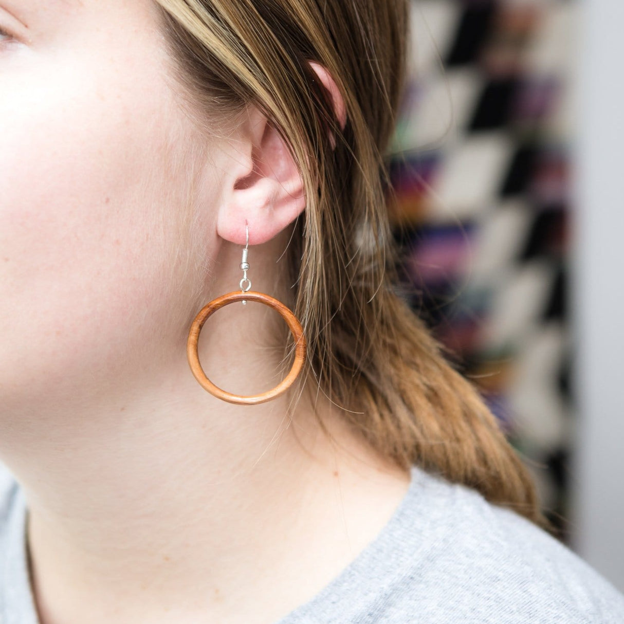 Wood Hoop Earrings - Sumiye Co