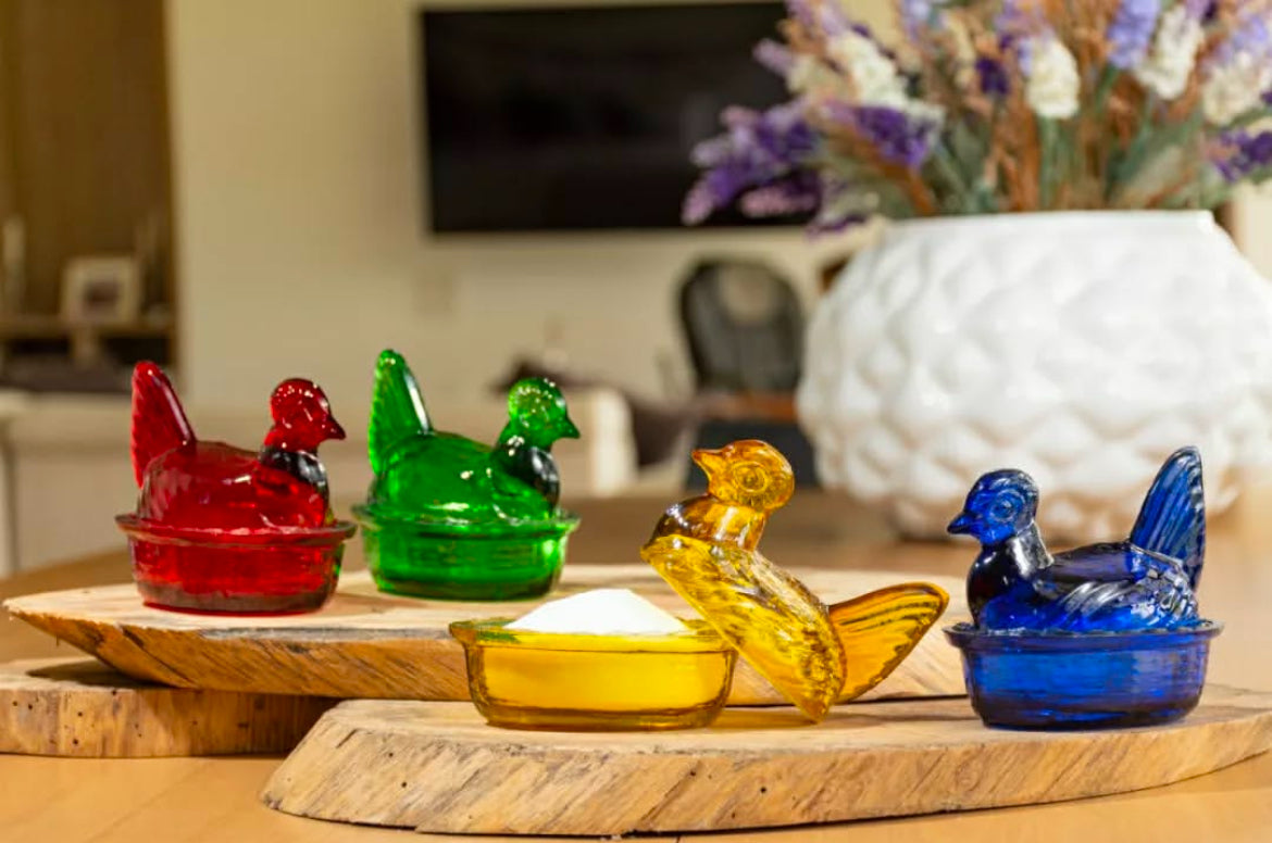 Nesting Hen Bowl & Lid - Cobalt | Hand Blown Glass - Colombia