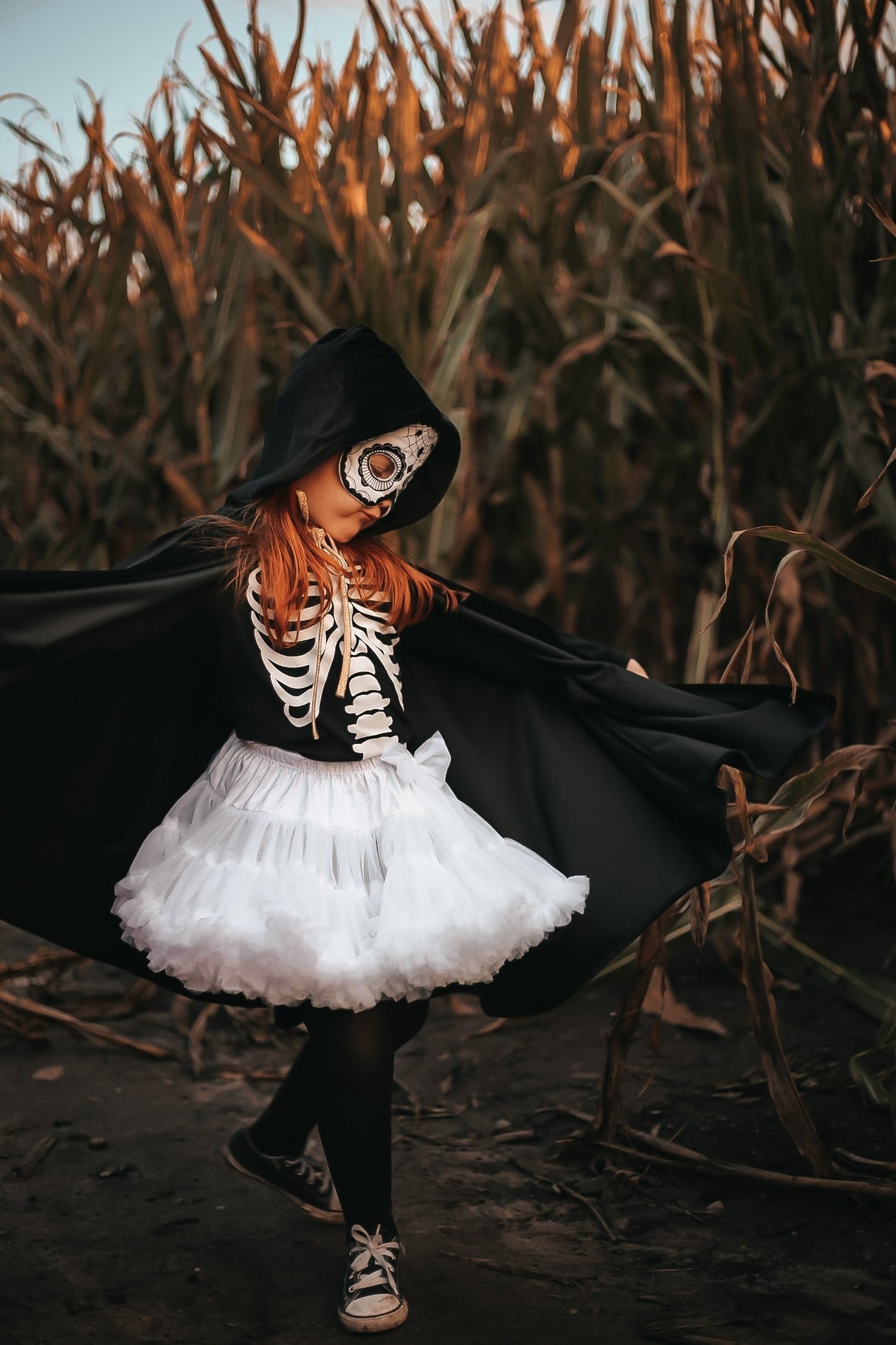 Kids Mask Embroidered Black Halloween Skull