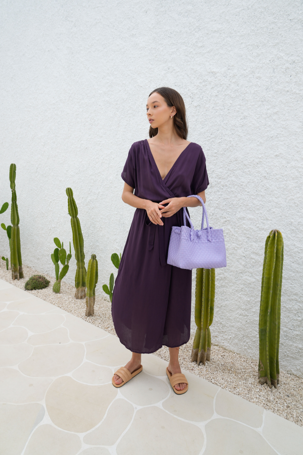 Zoe Woven Tote Small - Lavender - Sumiye Co