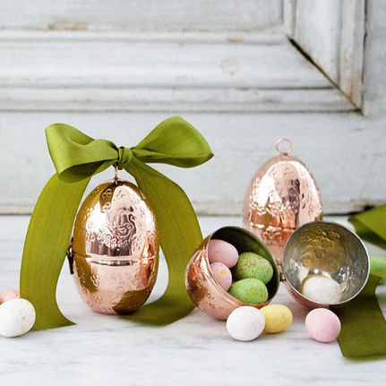 Copper Etched Bird & Floral Egg Ornaments (Set of 4) | Vintage French Inspired