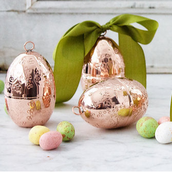 Copper Etched Bird & Floral Egg Ornaments (Set of 4) | Vintage French Inspired