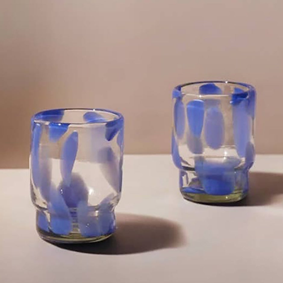 Marta Stackable Glass Blue & Clear - Set of 4 | Artisan Made - Sumiye Co