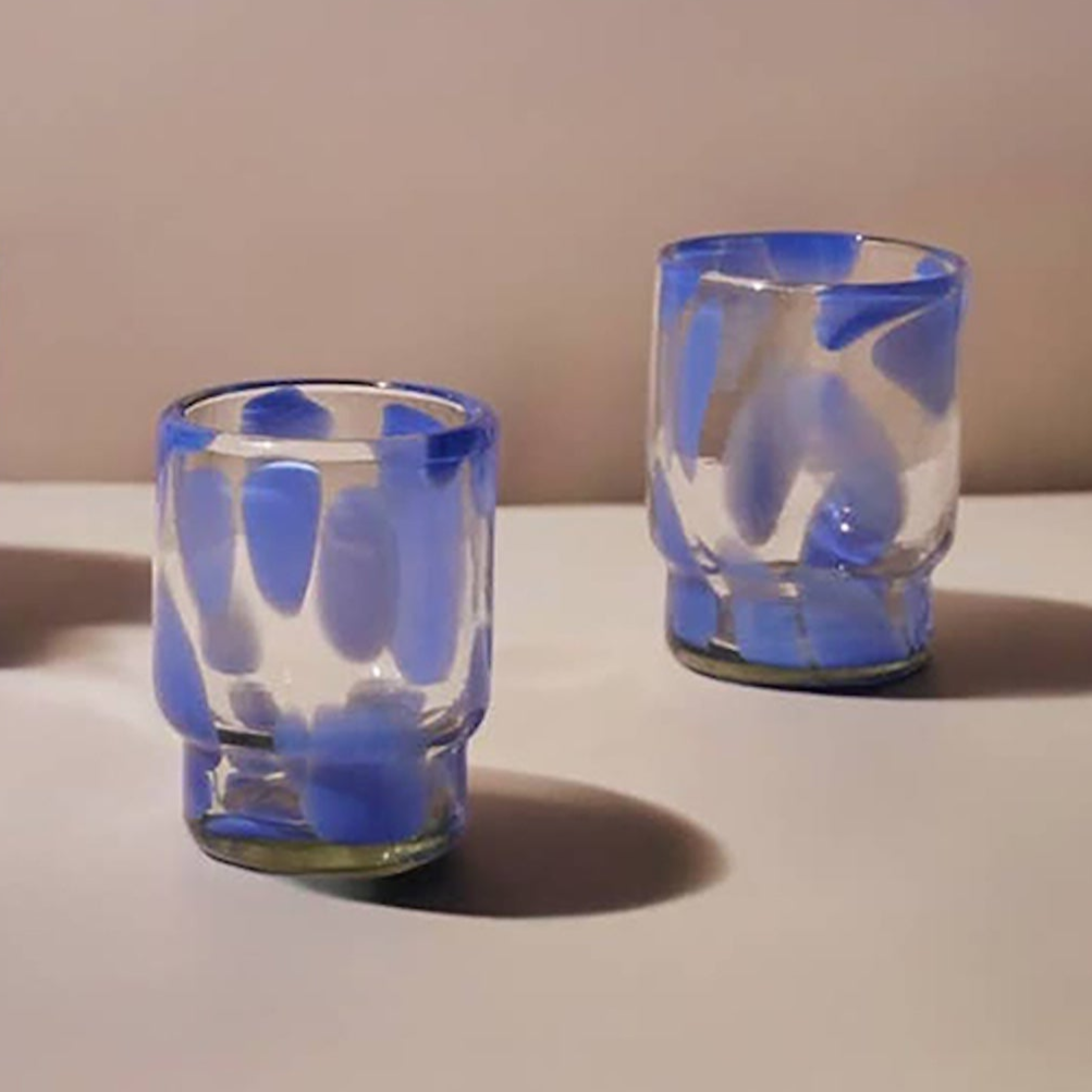 Marta Stackable Glass Blue & Clear - Set of 4 | Artisan Made - Sumiye Co