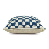 Checkered Block Printed Pillow - Indigo - Sumiye Co