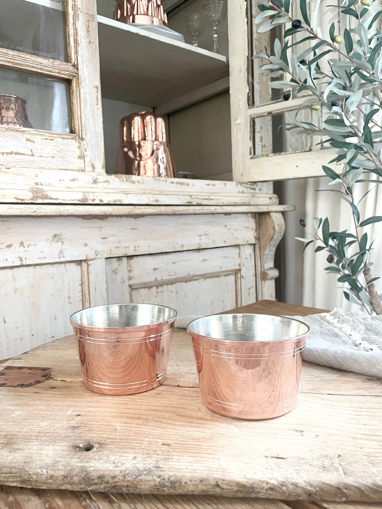 Copper Art Deco Bowls Set/2 | Vintage French Inspired