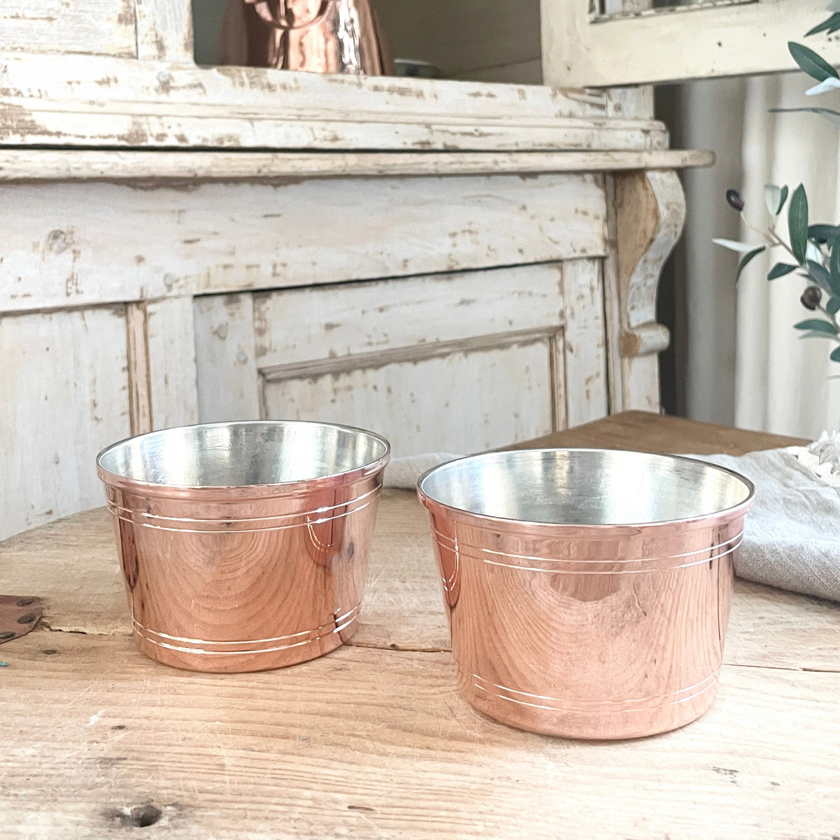 Copper Art Deco Bowls Set/2 | Vintage French Inspired