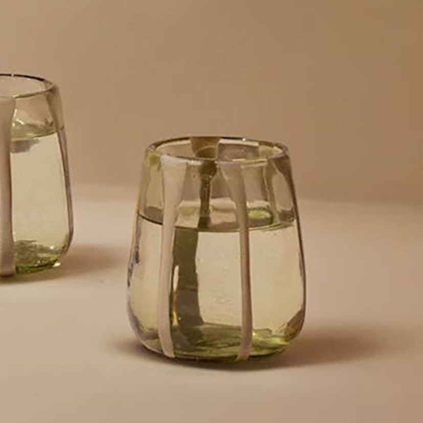 Olivia Short Green Olive Glass - Set of 4 | Artisan Made - Sumiye Co