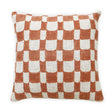 Checkered Block Printed Pillow - Rust - Sumiye Co