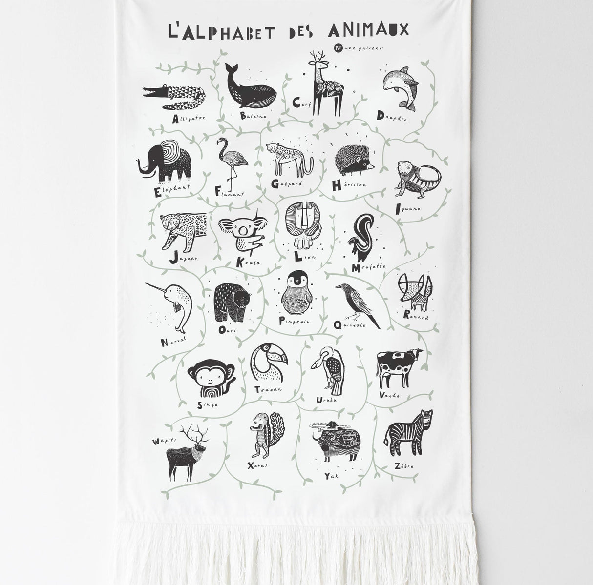 Animal Alphabet Tapestry - French Edition - Sumiye Co