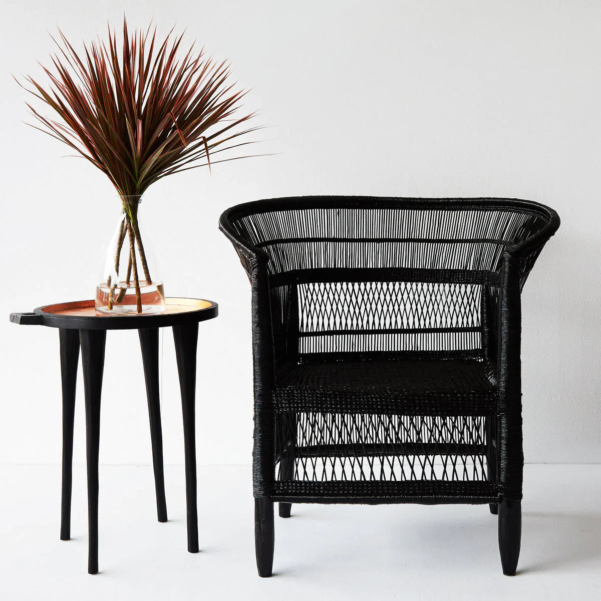 Malawi Cane Chair - Black 32"H x 30"W x 23D" | People of the Sun