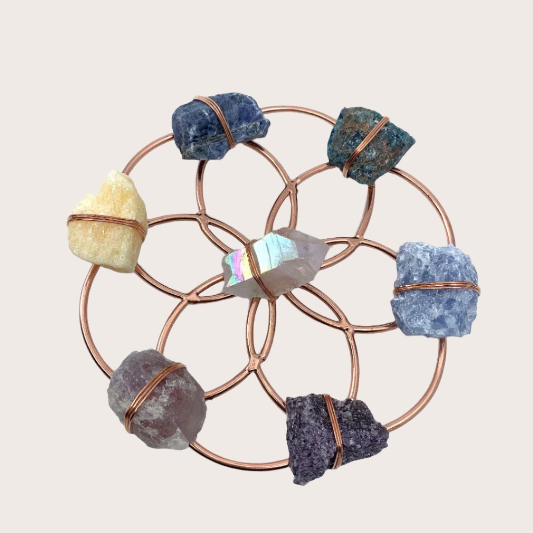 Aura Balancing Small Flower of Life Healing Crystal Grid - Sumiye Co