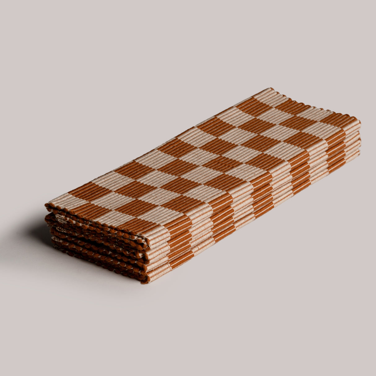 Handloomed Checkered Placemats (Set of 4) - Brown - Sumiye Co