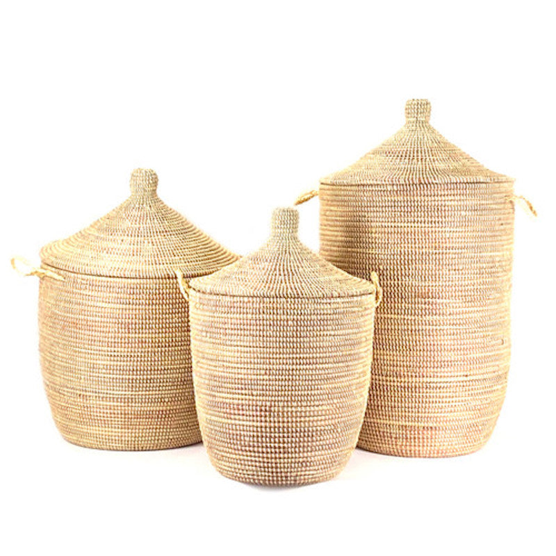 Dou Lid Storage Basket Monochrome Natural 23" x 18"