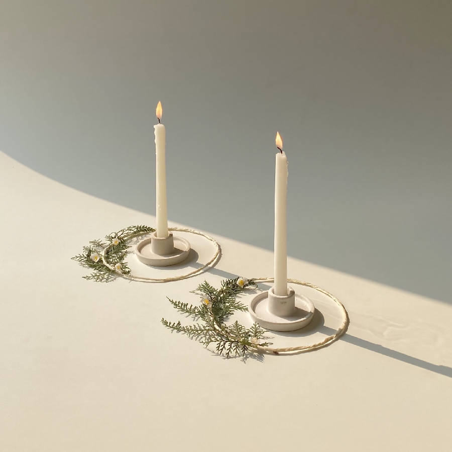 Whirl Ceramic Candle Holder - Set of 2