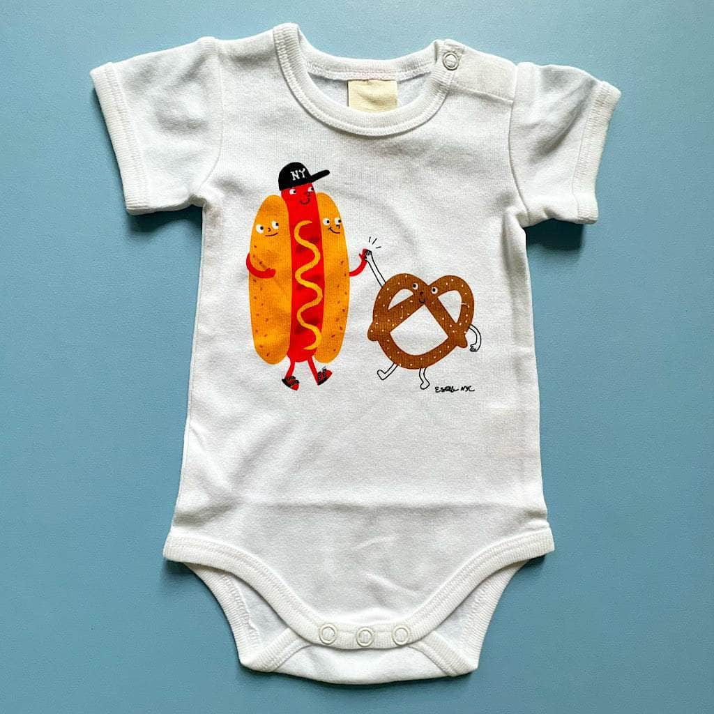 Organic Baby Onesie - Hot Dog and Pretzel by Estella - Sumiye Co