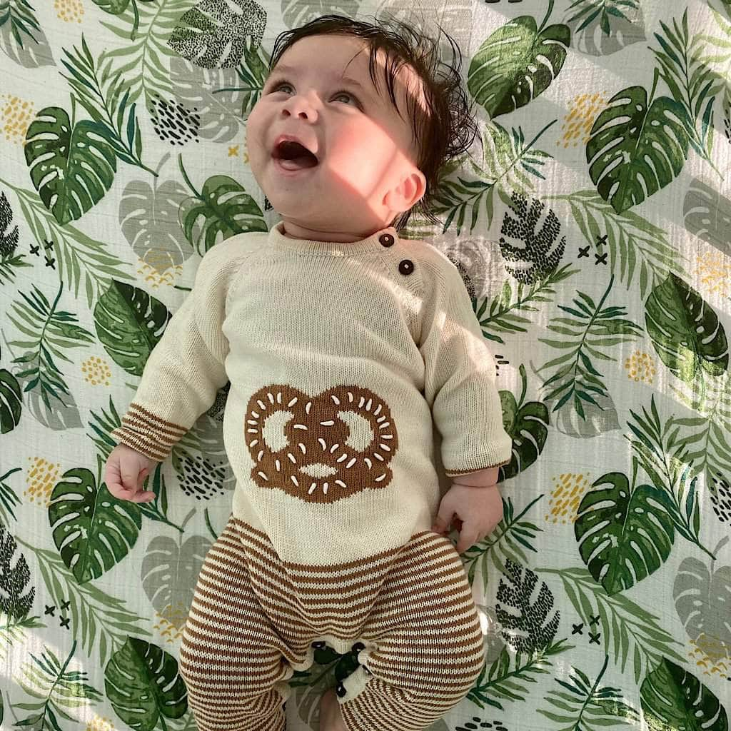 Organic Baby Romper, Long Knit - Pretzel by Estella - Sumiye Co