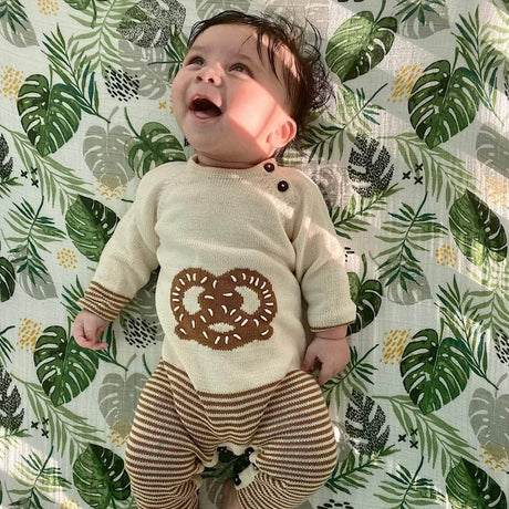 Organic Baby Romper, Long Knit - Pretzel by Estella - Sumiye Co