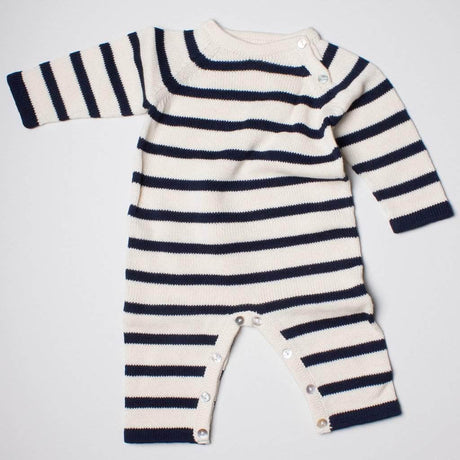 Organic Baby Romper, Long Knit - Stripe by Estella - Sumiye Co