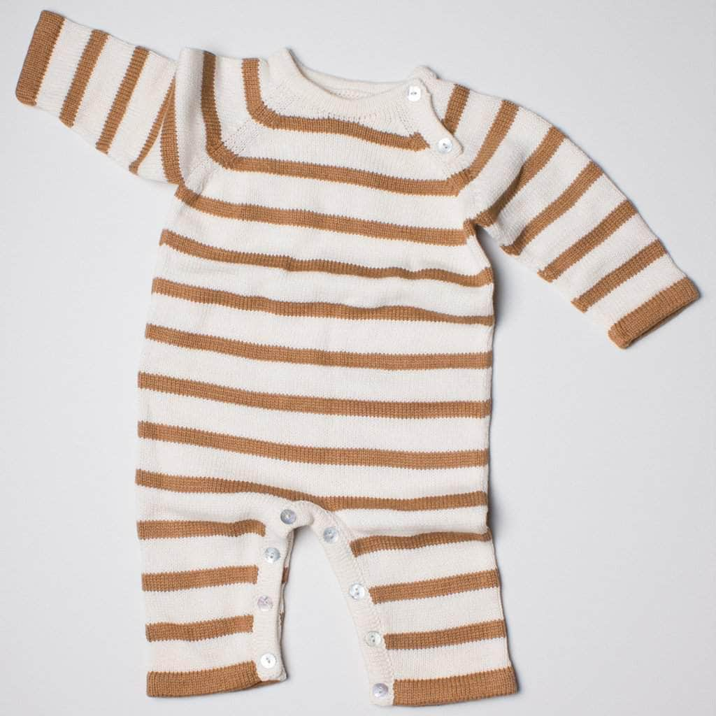 Organic Baby Romper, Long Knit - Stripe by Estella - Sumiye Co