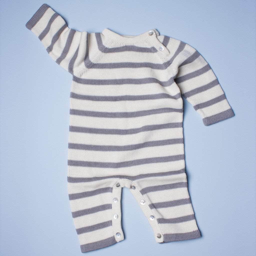 Organic Baby Romper, Long Knit - Stripe by Estella - Sumiye Co