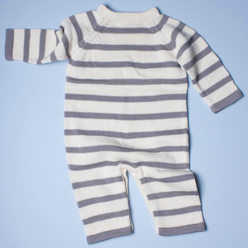 Organic Baby Romper, Long Knit - Stripe by Estella - Sumiye Co