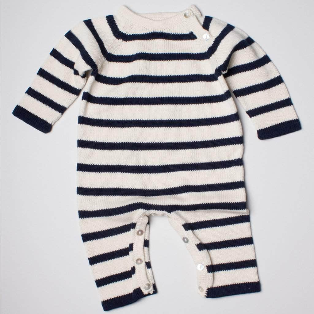 Organic Baby Romper, Long Knit - Stripe by Estella - Sumiye Co