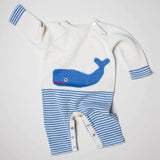 Organic Baby Romper, Long Knit - Whale by Estella - Sumiye Co