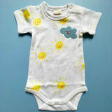 Embroidered & Sunshine Print Baby Bodysuit - Organic Cotton by Estella - Sumiye Co