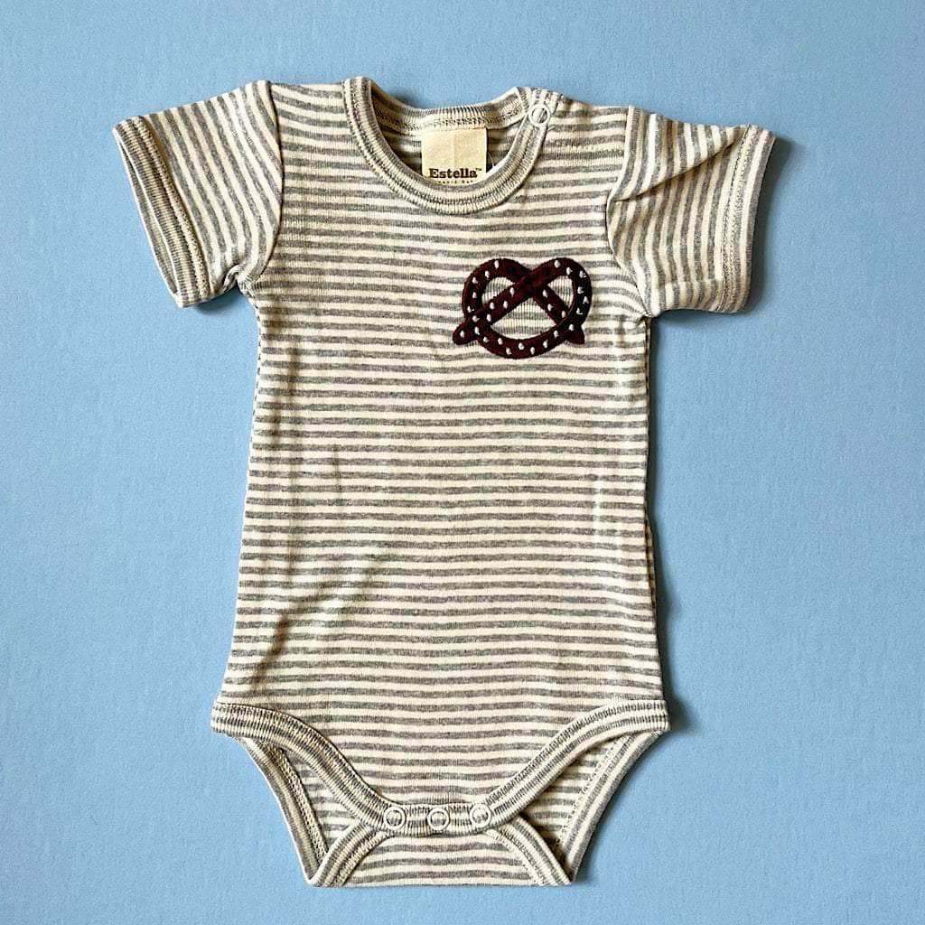 Baby Bodysuit - Pretzel Embroidered Organic Cotton  by Estella - Sumiye Co