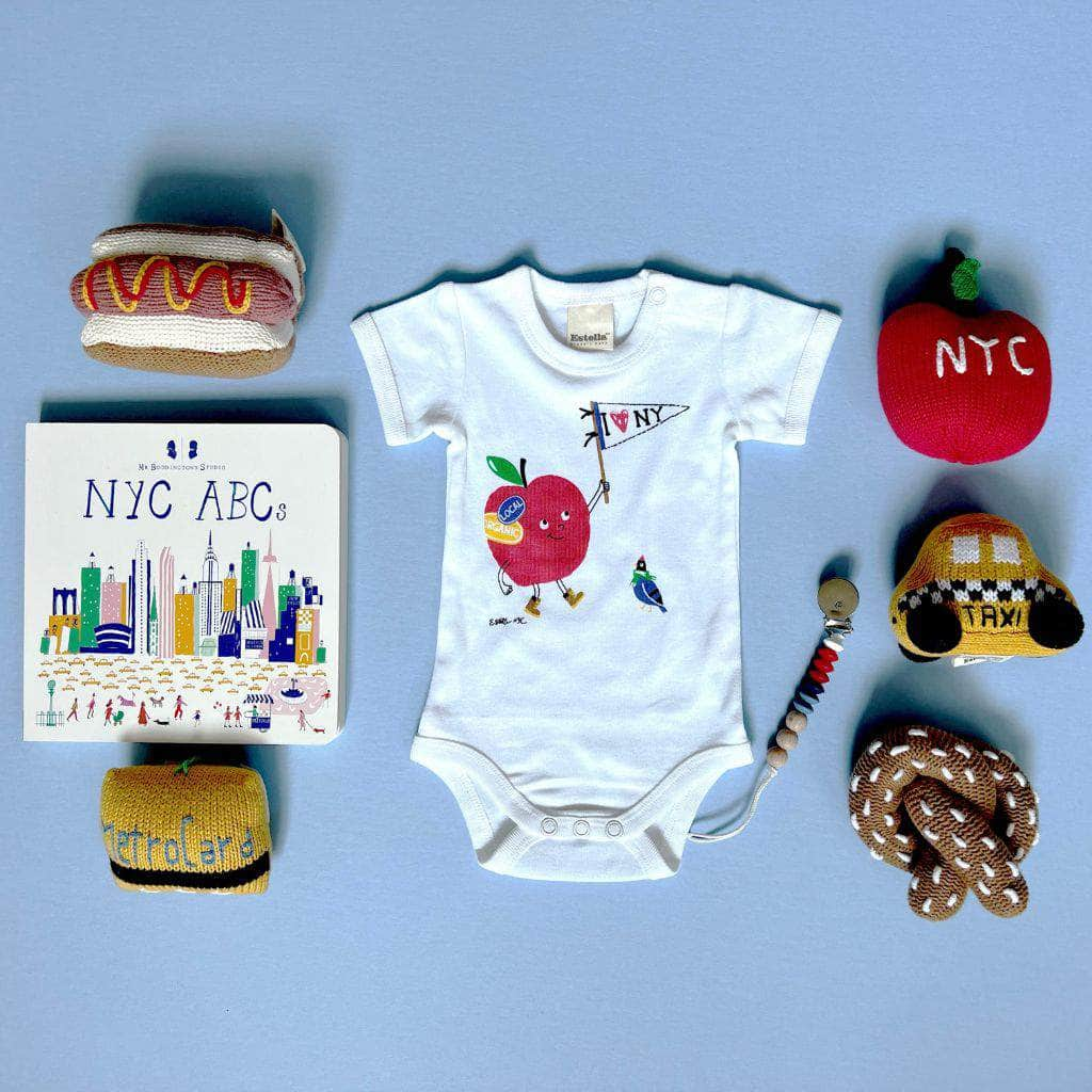 "I Love NY" Baby Gift Set-Rattles, Onesie, Pacifier Clip, Baby Book by Estella - Sumiye Co