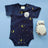 Embroidered Moon & Stars Baby Onesie + Owl Rattle Set by Estella - Sumiye Co