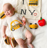 New York City Baby Gift Set - Organic Newborn Toy Rattles | Taxi, Metro Card, hot dog & Apple by Estella - Sumiye Co